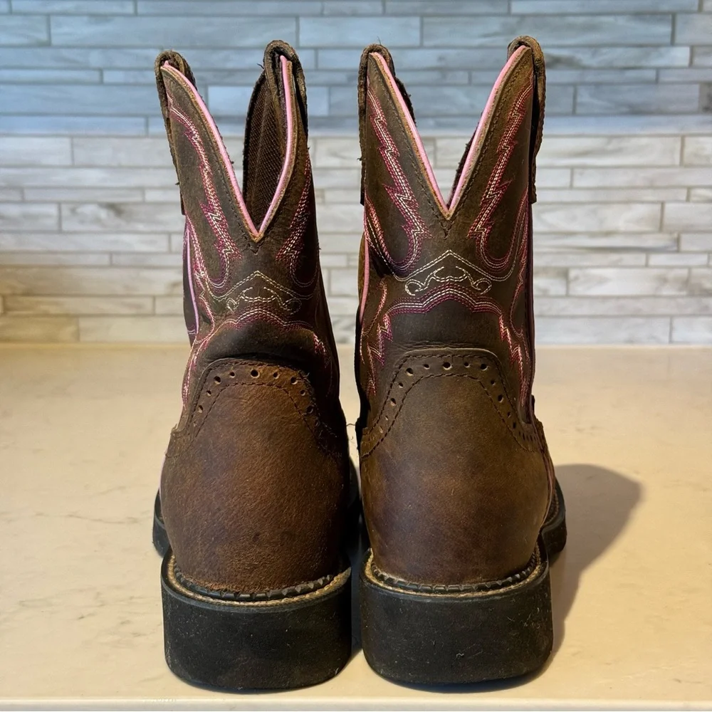 Justin Gypsy Brown Leather Embroidered Pull On Western Boot Size 8.5 B  L9903 - Picture 3 of 12